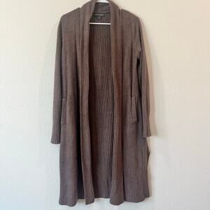 Barefoot Dreams Women's Cozy Chic-Lite Cocoa Brown Cozy Long Cardigan | Sz Small